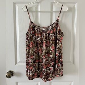 Merona Floral Spaghetti Strap Tank Top - Brown and Pink